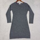 Garnet Hill Sweater Dress Women's Small Gray 100% Merino Wool Crew Long ...
