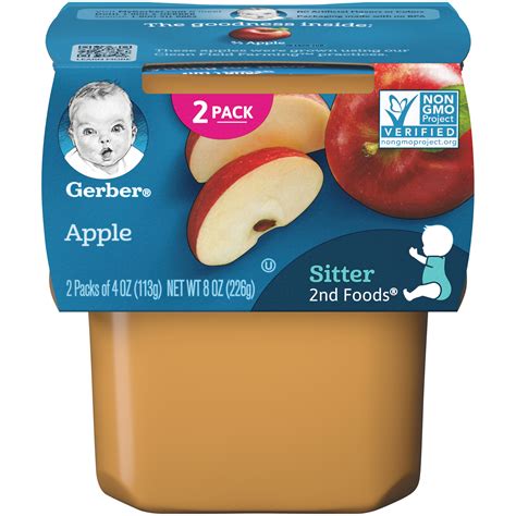 Gerber 2nd Foods Apple Baby Food 4 oz. Tubs 2 Count - Walmart.com - Walmart.com