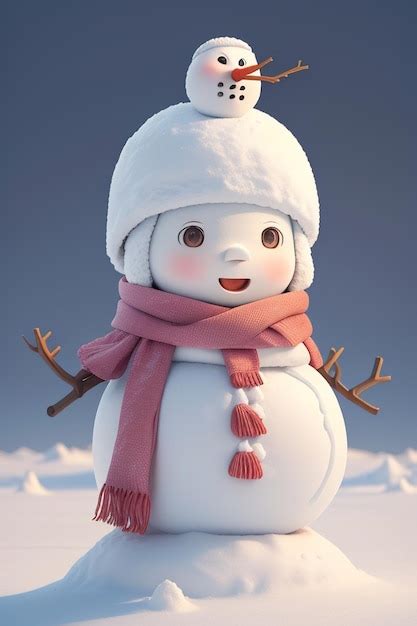 Premium Photo | A snowman with a hat and scarf