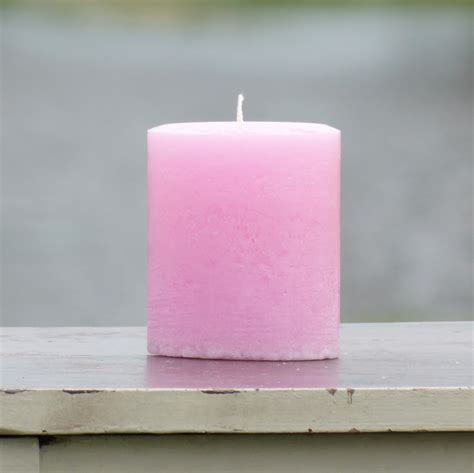 Pale Pink Large Rustic Unscented Pillar Candle - Choose Size - Handmade