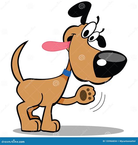 Dog With Silly Expression Waving Paw Royalty-Free Stock Photography | CartoonDealer.com #136045883