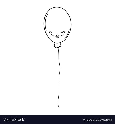 Cute balloon cartoon in black and white Royalty Free Vector