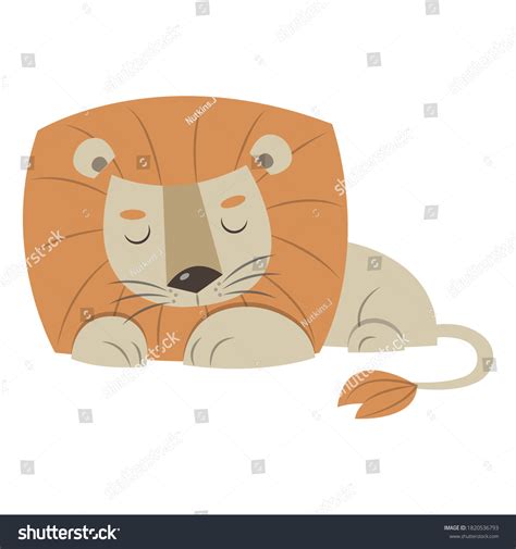 Sleeping Lion Vector Illustration Cartoon Isolated Stock Vector ...