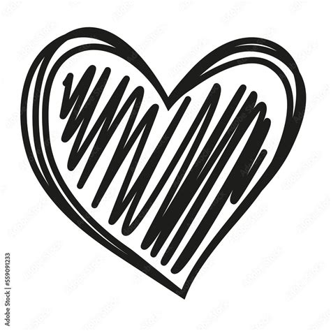 Hand drawn heart. Scribble heart vector icon. Design element for Valentine's day illustration ...