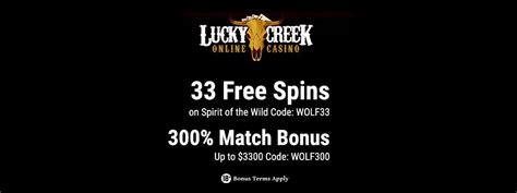 Lucky Creek Casino: 33 Free Spins No Deposit Bonus Code!