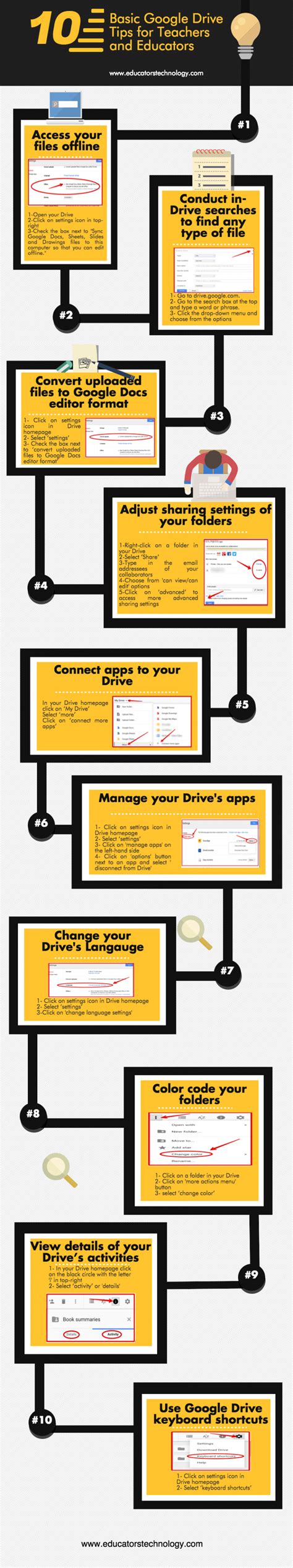 10 Google Drive Tips for Teachers Infographic - e-Learning Infographics