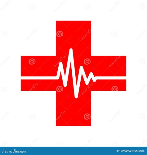 Medical Cross with Heartbeat Icon. Vector Illustration. Stock Illustration - Illustration of ...