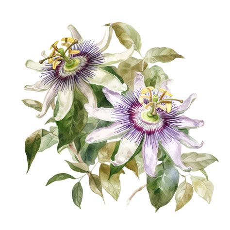 Premium AI Image | A watercolor drawing of a passion fruit flower with ...