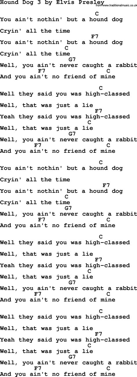 Elvis Presley Hound Dog Lyrics