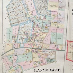 Antique Lansdowne Map, Original 1892 Delaware County Pennsylvania Atlas, Clifton Heights Map ...