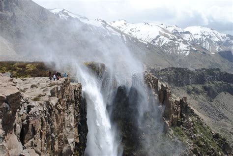 Reverse Waterfall and Nature Stock Image - Image of snow, mountains ...