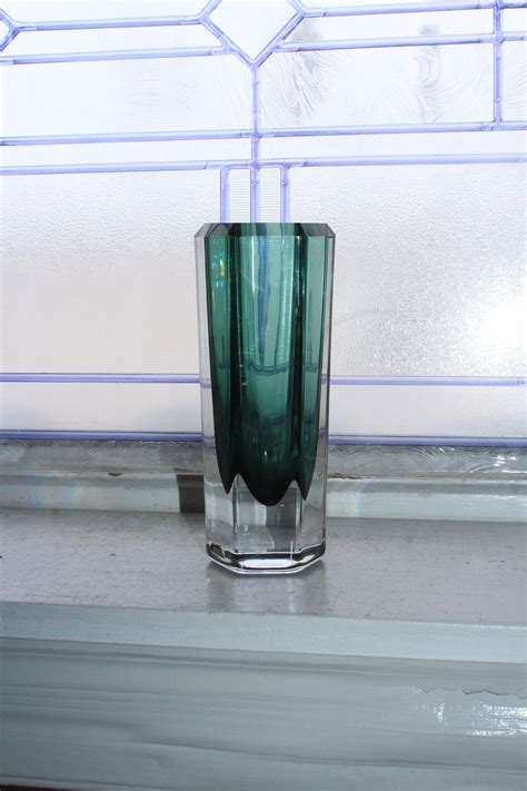 Vintage Skruf Crystal Teal Vase by Edenfalk Scandinavian Decor