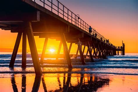 Iconic Glenelg Beach Jetty at Sunset Stock Photo - Image of beach, famous: 132532886