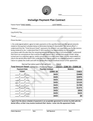 Fillable Online Invisalign Payment Plan Contract Fax Email Print ...