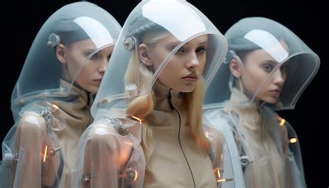 Premium AI Image | people are weating futuristic fashion clothes in the future