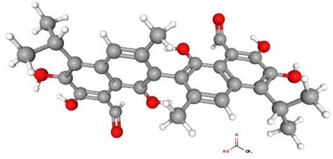 Structure of gossypol-acetic acid (GAA) [14], real molecular structure... | Download Scientific ...