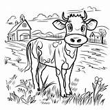 Cow farm coloring Page Calf Linear Illustration For 25258202  sketch template