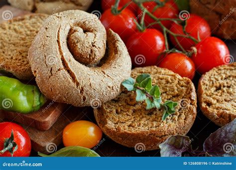 Frisella, Typical South Italian Bread Stock Photo - Image of baked, basil: 126808196