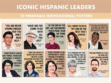 Hispanic Leaders Quotes Printable Posters 10 Hispanic Heritage Month ...