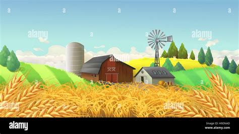 Wheat field. Farm landscape. Vector background Stock Vector Image & Art ...