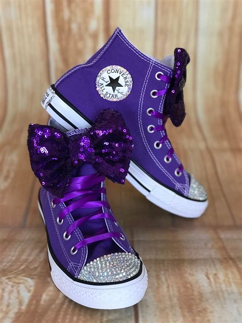 Purple Touch of Bling Converse Sneakers, Little Kids Shoe Size 10-2 ...