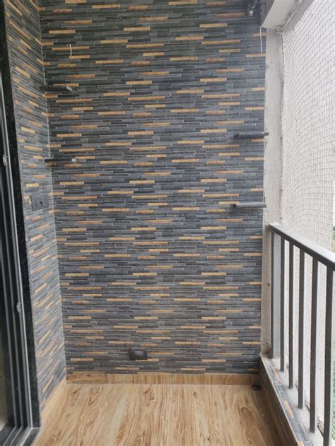 Balcony with wooden tiles | Wall tiles design, Exterior tiles, Balcony ...