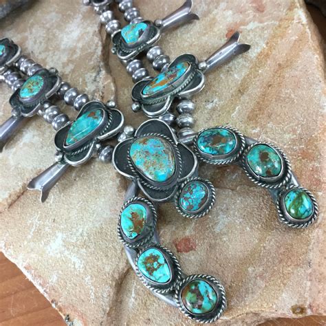 Vintage Navajo Turquoise Silver Squash Blossom Necklace -- Estate Jewelry | ジュエリー, ネイティブアメリカン