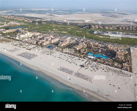 Aerial of Saadiyat Rotana Resort & Villas (right) and other beachfront ...