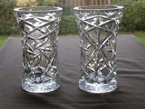2 x Lovely Quality 5" Crystal Vases - Ex Cond | eBay