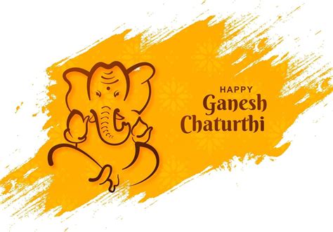 Lord Ganesh Chaturthi Indian Festival on Yellow Paint Strokes 1251820 ...