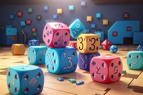 Premium AI Image | 3d rendering of dice with math symbol on background 3d render illustration ...
