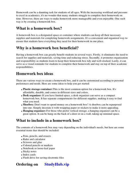 Homework Box Ideas | PDF | Homework