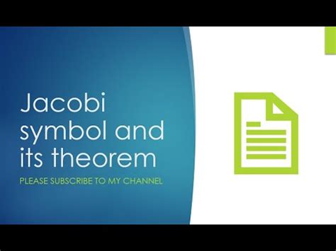 Jacobi symbol and its theorem - YouTube