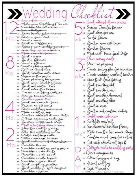 Wedding Planning Checklist Printable