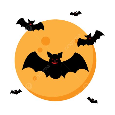 Vector Illustration Bats Flying In The Sky With Moon Background, Bats ...