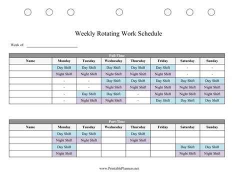 Weekly Rotating Work Schedule Template Download Printable PDF | Templateroller