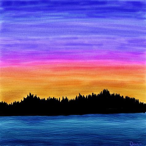 Sunset Beginner Simple Easy Landscape Painting - img-gimcrackery
