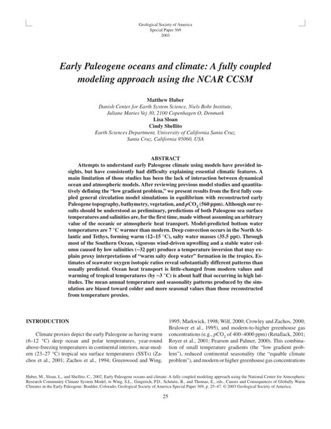 (PDF) Early Paleogene oceans and climate: A fully coupled modeling approach using the NCAR CCSM