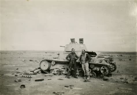 Two servicemen pose with an Italian tank in North Africa (probably ...