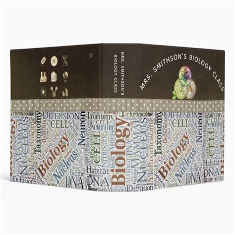 Biology Word Art (Neutral Colors) Classroom Binder | Zazzle