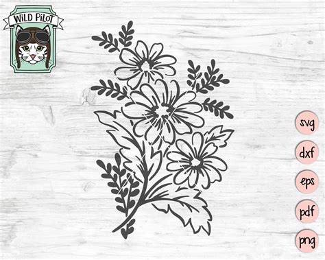 Flowers SVG file, Flowers cut file, Floral svg, Flower Bouquet svg file, Floral Border cut file ...