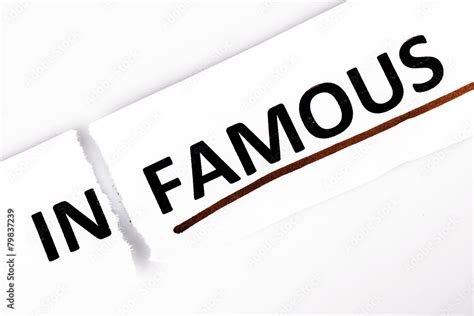 The word infamous changed to famous on torn paper Stock Photo | Adobe Stock