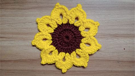 How to Crochet Sunflower Coaster - YouTube