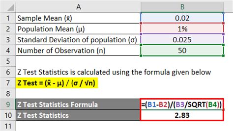 Z Test Statistics Formula | Calculator (Examples With Excel Template)