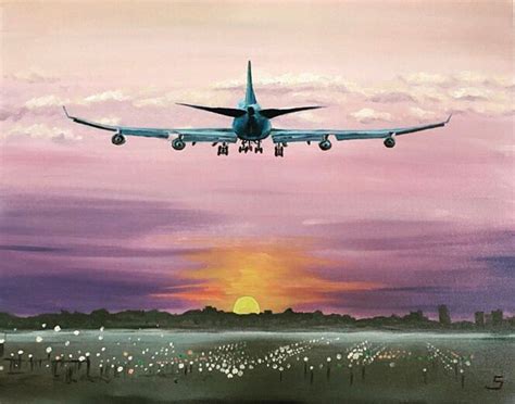 Flying Plane Painting Travel Painting Sky Painting Sunset - Etsy