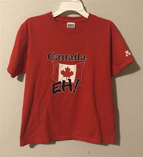 Youth Size Large Canada Eh! T shirt Funny Canadian Manitoba Museum red ...