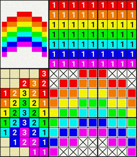 (9×9) Rainbow – Nonograms Katana Answers and Solutions