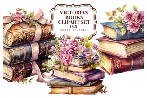 Victorian Books Clipart Set Graphic by Poster Boutique · Creative Fabrica