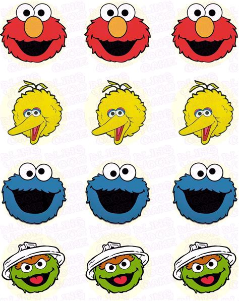 Sesame Street Fab Four Character Inspired Edible Icing Cupcake Decor ...