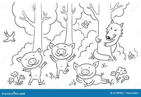 Three Little Pigs Wolf Clipart Black And White - pic-corn